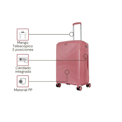 Valija Squash Carry On Polipropileno 20" Rosa