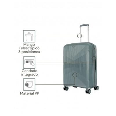 Valija Squash Carry On Polipropileno 20" Verde