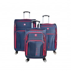 Valija Pierre Cardín Tela Grande 28" Azul Vivos Rojos