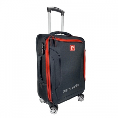 Valija Pierre Cardín - Cabina Tela Negro/rojo  Pc4013