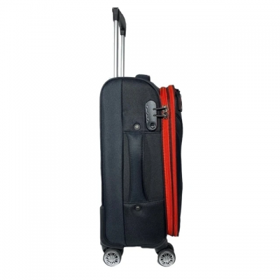Valija Pierre Cardín - Cabina Tela Negro/rojo  Pc4013