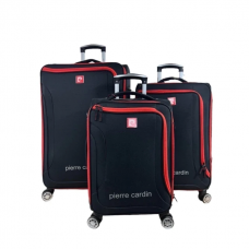 Valija Pierre Cardín - Cabina Tela Negro/rojo  Pc4013