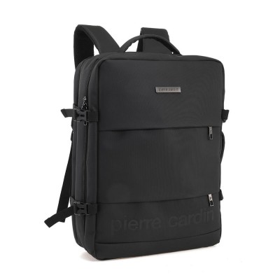 Mochila Pierre Cardin - Viajera Impermeable Con Conexión Usb Negro