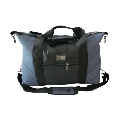 Bolso Pierre Cardin - Ecocuero Y Lona Con Bolsillo Al Frente Azul