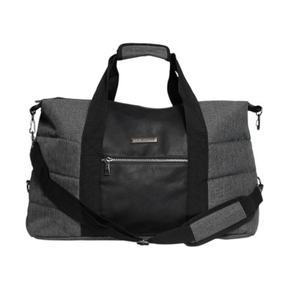 Bolso Pierre Cardin - Ecocuero Y Lona Con Bolsillo Al Frente Gris
