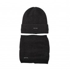 Gorro Tejido Pierre Cardin Con Cuellito Forrado Con Plush Gris Oscuro