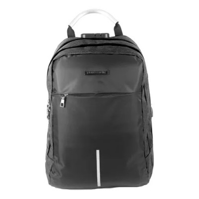 Mochila Pierre Cardin - Portanotebook Con Conexión Usb Y Candado Negro