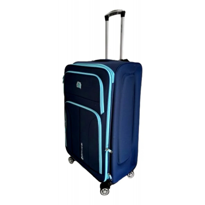 Valija Pierre Cardin Tela Grande 28" Azul Con Vivos Celestes
