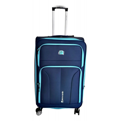 Valija Pierre Cardin Tela Grande 28" Azul Con Vivos Celestes