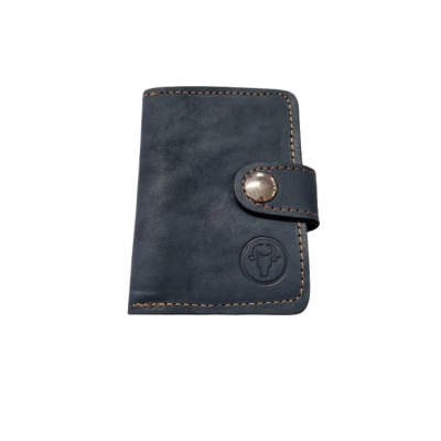 Tarjetero Chico Azul Cuero Argentino Rfid