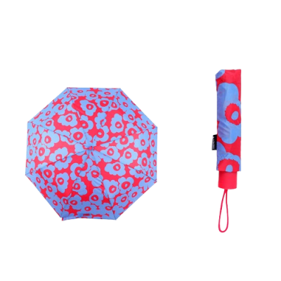 Paraguas Trendy Mini Flores Rojo Con Celeste