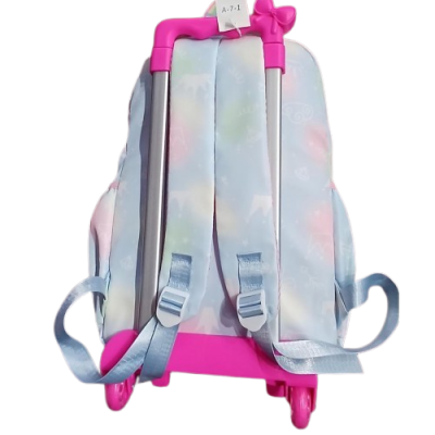 Mochila Sport New Bags - Forrada Bolsillo Frontal Con Carro Lila/celeste