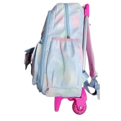 Mochila Sport New Bags - Forrada Bolsillo Frontal Con Carro Lila/celeste