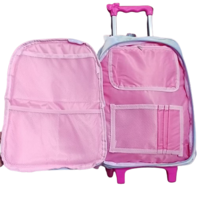 Mochila Sport New Bags - Forrada Bolsillo Frontal Con Carro Lila/verde