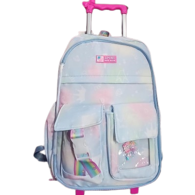 Mochila Sport New Bags - Forrada Bolsillo Frontal Con Carro Lila/celeste