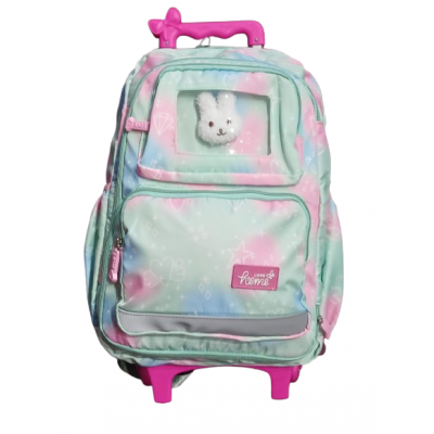 Mochila Sport New Bags - Conejo Forrada Bolsillo Frontal Con Carro Verde/lila