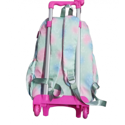 Mochila Sport New Bags - Conejo Forrada Bolsillo Frontal Con Carro Verde/lila