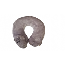 Almohada Cuello Viaje Dattier Infantil Hipopótamo Gris
