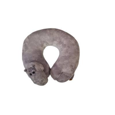 Almohada Cuello Viaje Dattier Infantil Hipopótamo Gris