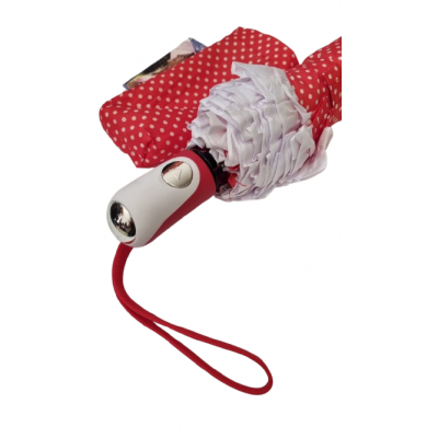 Paraguas Bagcherry Corto Rojo Con Lunares Blancos