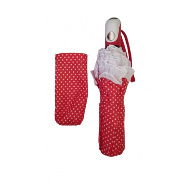 Paraguas Bagcherry Corto Rojo Con Lunares Blancos