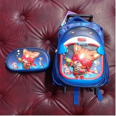 Mochila I Run Infantil - Con Luz Para Jardín Incluye Cartuchera Gato Espacio Azul Con Carro