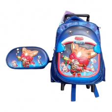 Mochila I Run Infantil - Con Luz Para Jardín Incluye Cartuchera Gato Espacio Azul Con Carro