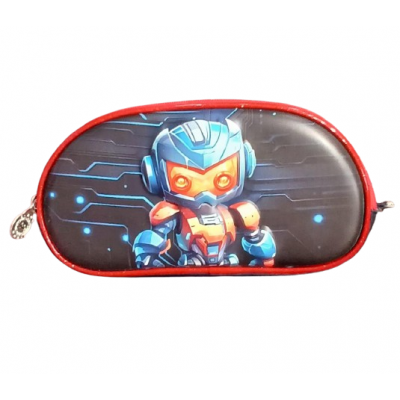 Mochila I Run Infantil - Con Luz Para Jardín Incluye Cartuchera Espacio Robot Rojo/negro Con Carro.