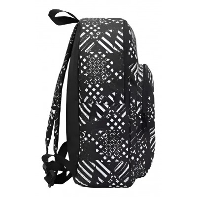 Mochila Kossok - Escolar Urbana Unisex Reforzada Bolsillo Frontal Negro Y Blanco
