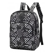 Mochila Kossok - Escolar Urbana Unisex Reforzada Bolsillo Frontal Negro Y Blanco