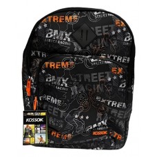 Mochila Kossok - Escolar Urbana Unisex Reforzada Bolsillo Frontal Naranja Y Negro