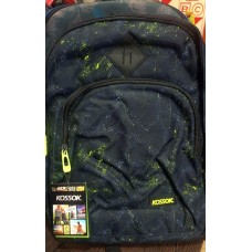 Mochila Kossok - Escolar Urbana Unisex Reforzada Bolsillo Frontal Verde Y Azul