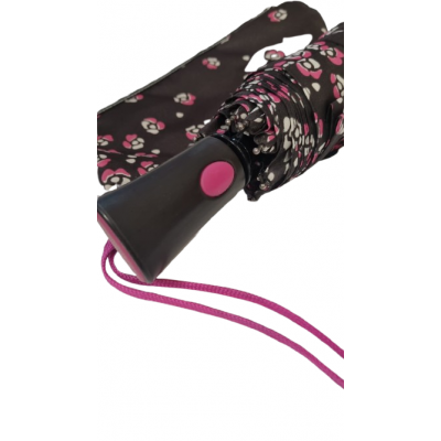 Paraguas Lefran Corto Marrón Con Flores