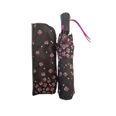 Paraguas Lefran Corto Marrón Con Flores