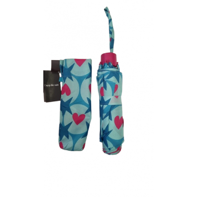 Paraguas Lefran Corazones Y Estrellas Celeste 