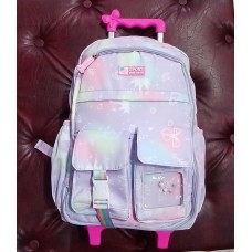 Mochila Sport New Bags - Forrada Bolsillo Frontal Con Carro Lila/verde