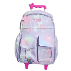 Mochila Sport New Bags - Forrada Bolsillo Frontal Con Carro Lila/verde