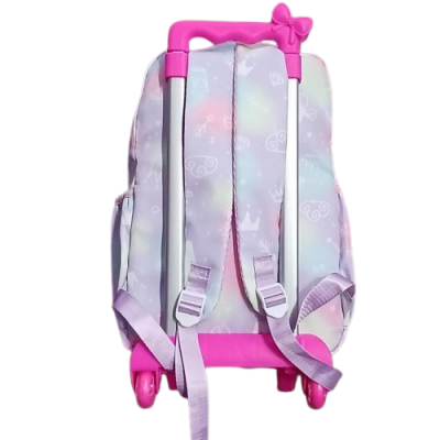 Mochila Sport New Bags - Forrada Bolsillo Frontal Con Carro Lila/verde