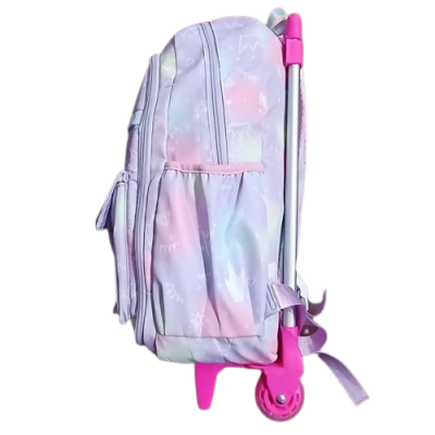 Mochila Sport New Bags - Forrada Bolsillo Frontal Con Carro Lila/verde