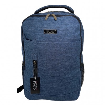 Mochila Suam - Para Facultad Portanotebook Con Bolsillos Frente Y Laterales Azul.