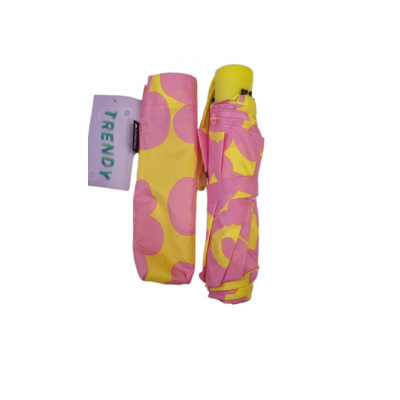 Paraguas Trendy Mini  Amarillo Con Flores Rosas