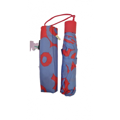 Paraguas Trendy Mini Flores Rojo Con Celeste