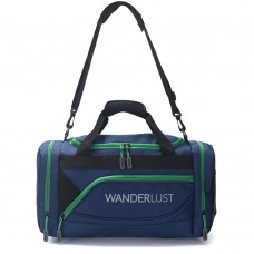 Bolso Wanderlust Deportivo - Correa Regulable Azul Con Cierres Verdes 18"